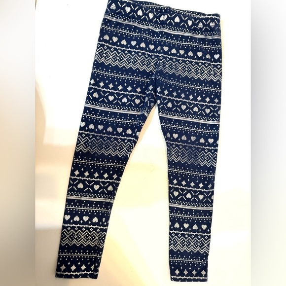Girls Jumping Beans Navy and Silver Patterned Leggings Size 6 - Picture 1 of 4